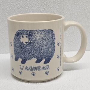 Taylor & Ng l'agneau Mug Lamb Curly Sheep 1984 San Francisco Blue Cobalt Japan